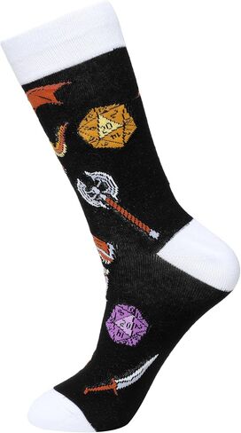 Fantasydice 2 أزواج من الزنزانات والتنينات Fantasy Funny Crew Socks للرجال Dnd Gifts جوارب رجالي هدايا Dragon Mimic Paladin Old Ones الجدة dnd Gift Blue Orange Gamer Gifts مقاس 8-12 (الاتحاد الأوروبي 41-45) in Kuwait