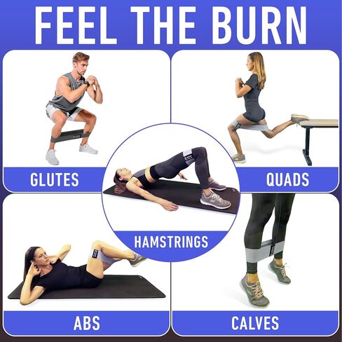 أربطة المقاومة للتمرين مع دليل أربطة التمرين. 4 أربطة غنيمة للنساء والرجال من القماش أربطة مطاطية لتمارين الأربطة المقاومة لأربطة الساقين للتمرين على مجموعة أربطة الورك والفخذ in Kuwait