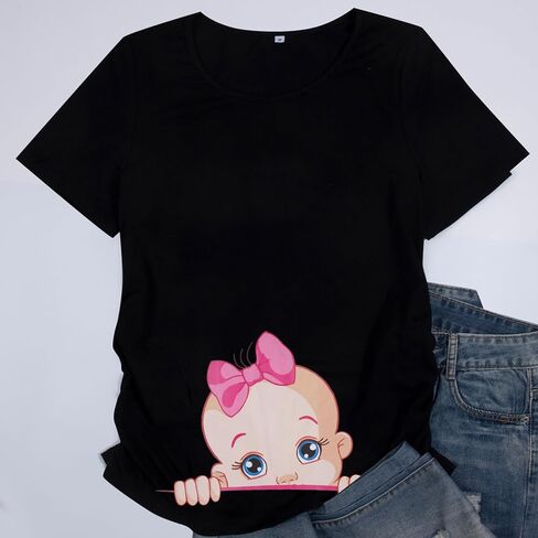 الأمومة لطيف الحمل التي شيرت الطفل تطل مضحك الجرافيك المحملة طفل جديد الأعلى in Kuwait