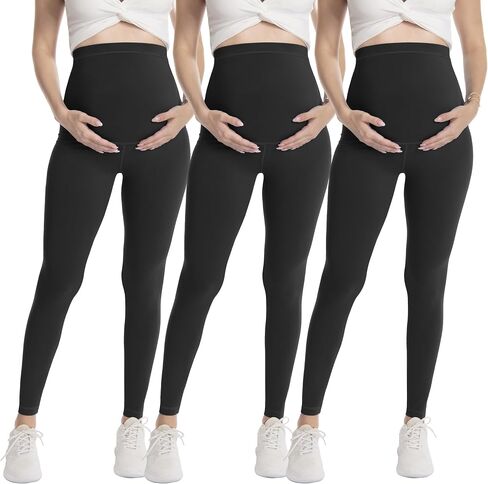 WELL&JUST Maternity Leggings Over The Belly - Ultra Soft Pregnancy Active Wear for Workout Casual, High Waist Yoga Tights in Saudi Arabia
