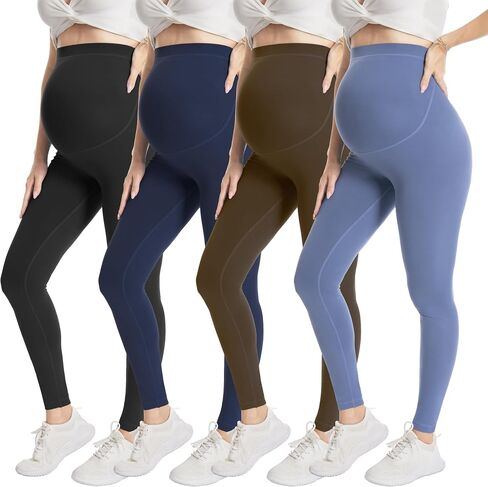 WELL&JUST Maternity Leggings Over The Belly - Ultra Soft Pregnancy Active Wear for Workout Casual, High Waist Yoga Tights in Saudi Arabia