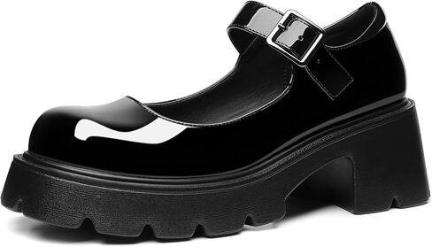 AOSPHIRAYLIAN Mary Janes Black Chunky Mary Janes Women Platform Dress Shoes | Ankle Strap·Anti-Slip·Comfy Padded·2.47" Chunky Heel·Easy Clean Upper —Office to Weekend, Jeans to Dresses, Uniform, Party in Saudi Arabia