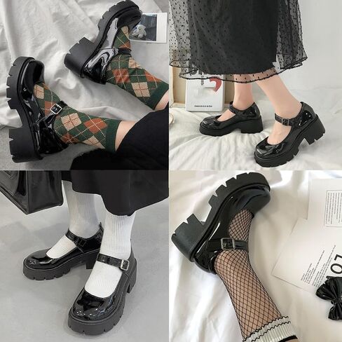 AOSPHIRAYLIAN Mary Janes Black Chunky Mary Janes Women Platform Dress Shoes | Ankle Strap·Anti-Slip·Comfy Padded·2.47" Chunky Heel·Easy Clean Upper —Office to Weekend, Jeans to Dresses, Uniform, Party in Saudi Arabia
