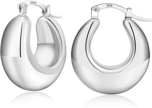 PABBEU Chunky Gold Hoop Earrings for Women 14k Gold Plated Oval Hoop Earrings Lightweight Gold Thick Hoop Earrings Hypoallergenic Gold Chunky Hoop Earrings Jewelry for Girls Women in Kuwait