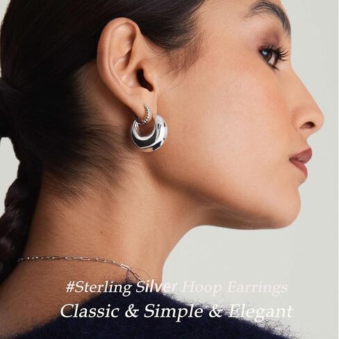 PABBEU Chunky Gold Hoop Earrings for Women 14k Gold Plated Oval Hoop Earrings Lightweight Gold Thick Hoop Earrings Hypoallergenic Gold Chunky Hoop Earrings Jewelry for Girls Women in Kuwait