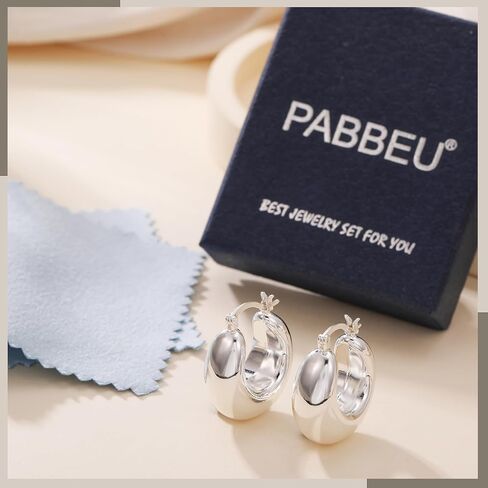 PABBEU Chunky Gold Hoop Earrings for Women 14k Gold Plated Oval Hoop Earrings Lightweight Gold Thick Hoop Earrings Hypoallergenic Gold Chunky Hoop Earrings Jewelry for Girls Women in Kuwait