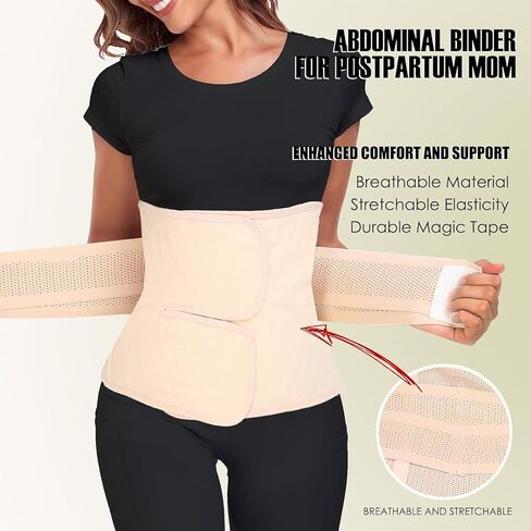 حزام البطن بعد الولادة - لفافة البطن بعد الولادة، حزام دعم البطن بعد الجراحة بعد الولادة، حزام دعم التعافي بعد الولادة، مشدات التخسيس (أسود منتصف الليل، كبير) in Kuwait