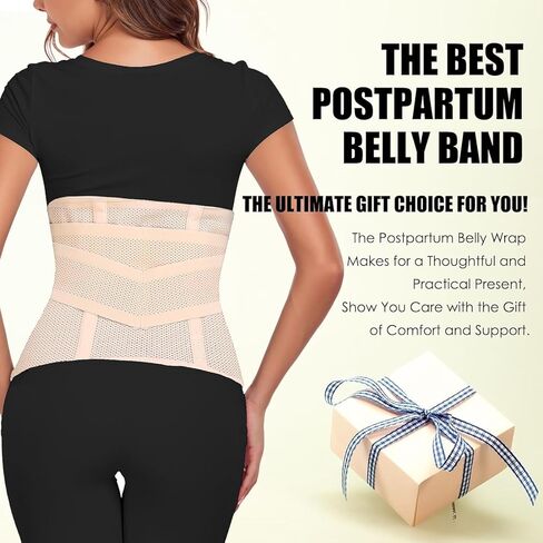 حزام البطن بعد الولادة - لفافة البطن بعد الولادة، حزام دعم البطن بعد الجراحة بعد الولادة، حزام دعم التعافي بعد الولادة، مشدات التخسيس (أسود منتصف الليل، كبير) in Kuwait