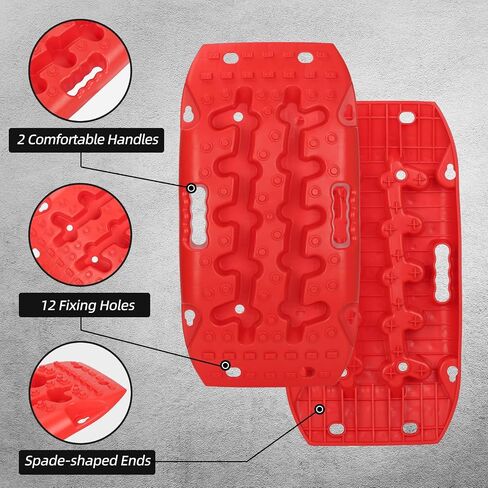 لوحات الجر الانتعاش، حصائر الجر على الطرق الوعرة للرمل والطين والثلج - منصات الجر 4WD RV Truck Jeep SUV مع حقيبة حمل (أسود) in Kuwait