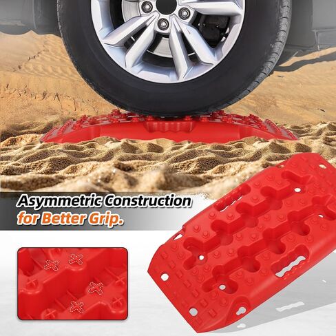 لوحات الجر الانتعاش، حصائر الجر على الطرق الوعرة للرمل والطين والثلج - منصات الجر 4WD RV Truck Jeep SUV مع حقيبة حمل (أسود) in Kuwait