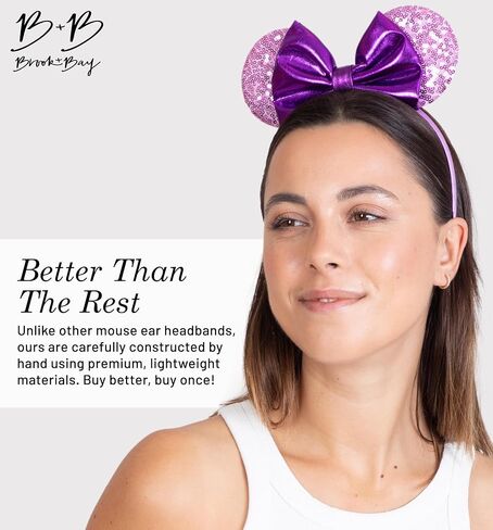 عصابة رأس بروك + باي لامعة على شكل أذن الفأر - ميني آذان وميكي آذان - عصابات رأس على شكل فيونكة للبالغين - آذان تنكرية للأطفال والكبار in Kuwait