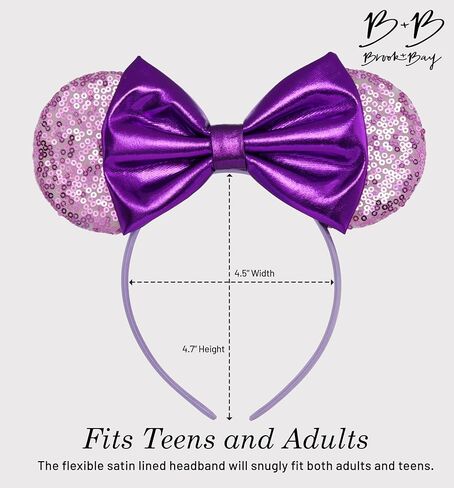 عصابة رأس بروك + باي لامعة على شكل أذن الفأر - ميني آذان وميكي آذان - عصابات رأس على شكل فيونكة للبالغين - آذان تنكرية للأطفال والكبار in Kuwait