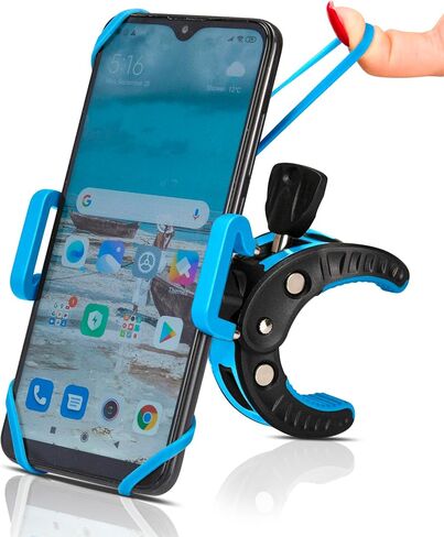 Stroller Phone Holder, Shopping Cart Golf Bike Mount, for Motorcycle, Scooter, ATV, Boat, Spin Bike, Bicycle Handlebar- Universal- iPhone, Cell Clamp in Kuwait