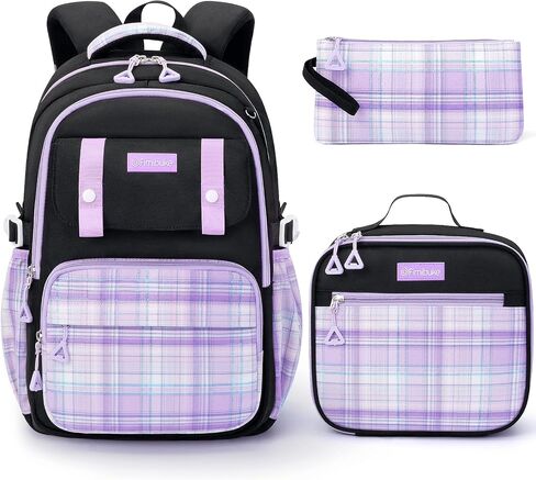 Fimibuke Backpack for Girls, 3 PCS Waterproof Kids Teens Girls School Backpack with Lunch Box, Pencil Pouch Set, Cute Bookbag Travel School Bag for Elementary Middle High School Students Age 6+(Pink) in Saudi Arabia