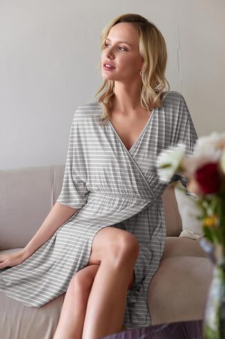 Ekouaer 3 in 1 Labor/Delivery/Hospital Gown 2 Pack Maternity Dress Nursing Nightgown Sleepwear in Saudi Arabia