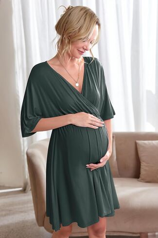 Ekouaer 3 in 1 Labor/Delivery/Hospital Gown 2 Pack Maternity Dress Nursing Nightgown Sleepwear in Saudi Arabia