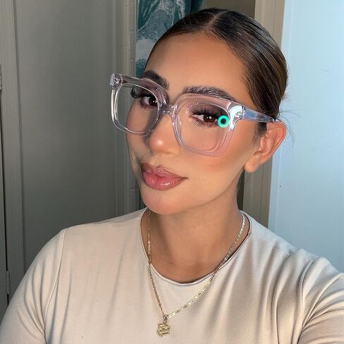 Zeelool Stylish Acetate Oversized Thick Square Eyeglasses for Men Women Clear Lens Dexter ZOA02007 in Kuwait