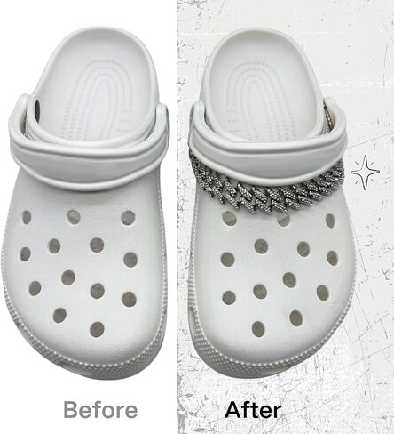 2Pcs Bling Shoe Charms for Women, Shoe Chains Accessories, Punk Rhinestone Charms for Shoes Decoration Sandals for Girls Man Teens Adults, Jewelry Shoe Accessories for Birthday Gifts Party in Kuwait