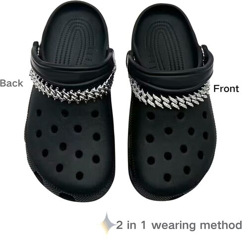 2Pcs Bling Shoe Charms for Women, Shoe Chains Accessories, Punk Rhinestone Charms for Shoes Decoration Sandals for Girls Man Teens Adults, Jewelry Shoe Accessories for Birthday Gifts Party in Kuwait