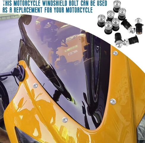 10Pcs Motorcycle Windshield Bolt Screw Kit, M5 Aluminum Alloy Windscreen Body Mount 5mm Fairing Fasteners Screws Bolts Nuts for Motorcycle Fairings(Black) in Saudi Arabia