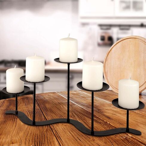 Iron Candle Holder Fireplace: Metal Candelabra Centerpiece Decor - Candle Holder Stand for 3 Candelabra Pillar Candles in Saudi Arabia