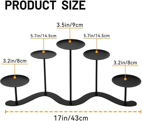 Iron Candle Holder Fireplace: Metal Candelabra Centerpiece Decor - Candle Holder Stand for 3 Candelabra Pillar Candles in Saudi Arabia