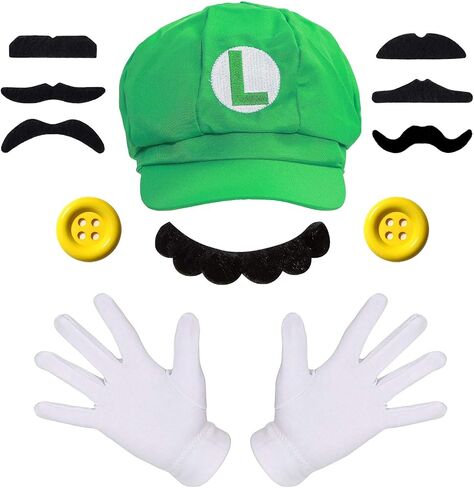 MOVINPE Super Bros Hats Maria Lugi Super Brothers Cap Mustaches Suspenders Gloves Buttons Halloween Cosplay Costume in Saudi Arabia