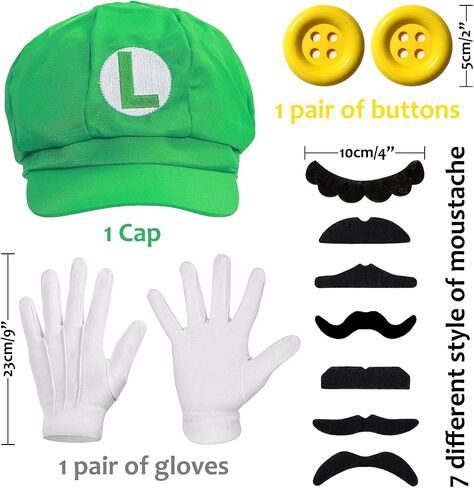 MOVINPE Super Bros Hats Maria Lugi Super Brothers Cap Mustaches Suspenders Gloves Buttons Halloween Cosplay Costume in Saudi Arabia