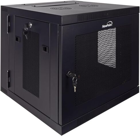 NavePoint 9U Server Cabinet with Hinged Back - 17.7" Deep, 9U Server Rack Enclosure with Locking Perforated Door, Wall Mount Rack with Removable Side Panels, 9U Network Cabinet, Pre-Assembled in Saudi Arabia