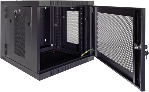 NavePoint 9U Server Cabinet with Hinged Back - 17.7" Deep, 9U Server Rack Enclosure with Locking Perforated Door, Wall Mount Rack with Removable Side Panels, 9U Network Cabinet, Pre-Assembled in Saudi Arabia