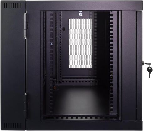 NavePoint 9U Server Cabinet with Hinged Back - 17.7" Deep, 9U Server Rack Enclosure with Locking Perforated Door, Wall Mount Rack with Removable Side Panels, 9U Network Cabinet, Pre-Assembled in Saudi Arabia