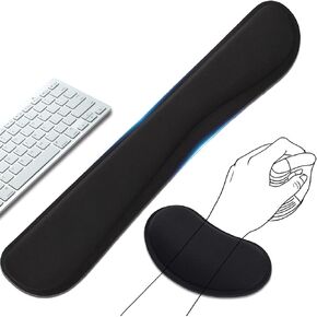 LAZTIC Keyboard Wrist Rest and Mouse Wrist Rest Set - Ergonomic Memory Foam Wrist Cushion - for Wrist Support on Computer, Laptop, Office, Playing Games, Typing Relieves Wrist Pain Black