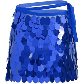 Yikisdy Sequin Hip Scarf Skirt Fashion Party Hip Skirt Sparkly Belly Dance Hip Skirt Costume for Women and Girls