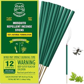 Mosquito Repellent Outdoor Patio 24 PCS Natural Citronella Incense Sticks DEET Free Lemongrass Oil Gnat Mosquito Control for Indoor Backyard Travel Camping