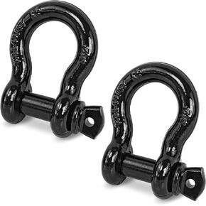 D Ring Shackles, 1/2" Clevis Shackle with 9/16" Screw Pin 26,400Ibs Break Strength, Rugged Off Winch Shackle Heavy Duty Shakcles (Black) for Jeep Pickup Trucks SUV Trailer ATV UTV