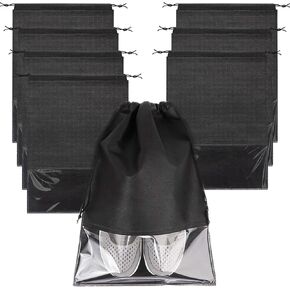 12 PCS Clear Shoe Bags for Travel, 15.7" x 11.8" Drawstring Travel Shoe Bags for Packing, Waterproof Dustproof Portable Travel Shoe Storage Bag