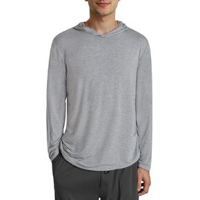 Latuza Men's Bamboo Viscose Hooded Pajama Top Long Sleeve Sleep Shirt