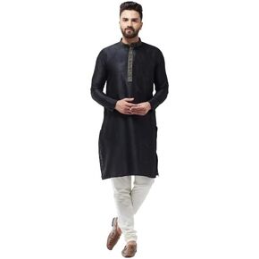 Sojanya (Since 1958, Men's Silk Blend Teal Green Self Design Only Long Kurta