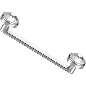 Hypoallergenic Titanium Surface Barbell, Internally Threaded 14G Staple Piercing Jewelry - Bar Lengths 10/12/14/16/18mm - Adorned with 4&5mm CZ Crystals