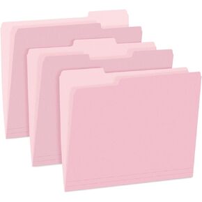 SUNEE File Folders Letter Size Pink, 100 Pack Manilla Folders 8.5 x 11 1/3-Cut Tabs, Colored File Folders Office Home School for Documents Files Paper