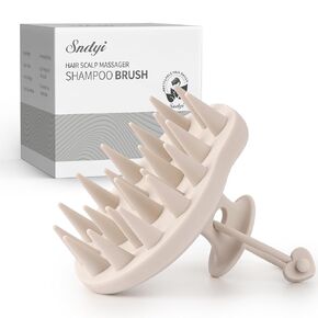 Sndyi Soft Silicone Scalp Massager for Dandruff Removal and Hair Growth - Wet Dry Scalp Exfoliator Brush for Scalp Care - Beige