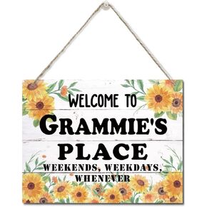 Rustic Welcome to Noni's Place Weekends, Weekdays, Whenever Wall Art Sign, Hanging Printed Wall Plaque Wood Signs, Farmhouse Decor, Sunflower Sign, Mother's Day Gift for Grandma 10 X 7.8 inch