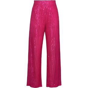 Women Sparkle Outfits Sequin Long Sleeve Blouse Shirt Top Glitter Long Loose Pants Bling Party Clubwear Streetwear (Green Pants, Small)