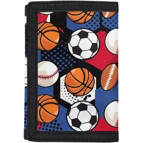Youth Wallets for Boys Sport Purse Blue Fire Soccer Clutch Purse Three Fold Wallet Money Clips Handbag Card Holder Wallets