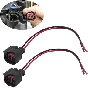 4 PCS Car Fuel Injector Connector, EV6 EV14 Fuel Injector Connectors with Wire, Pigtail Connector Plug Wire Compatible with Most Cars, Trucks, SUVs, Car Accessories