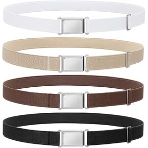 LEACOOLKEY 4 Pack Kids Magnetic Buckle Elastic Belts Boys Girls Adjustable Easy Clasp Magnetic Belt