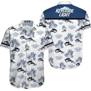 Mens Hawaiian Shirts Short Sleeve, Vacation Tropical Hawaiian Shirts, Funny White Button Dad Shirts