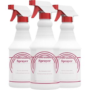 Spray Bottles, Empty Sprayer Bottle, Heavy Duty Cleaning Nozzle, 24oz, 3 Pack, Plastic, Industrial, Professional, Refillable, for Water, Alcohol, Bleach, Detailing, All Purpose Cleaner, Houseables