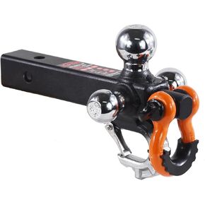 TOPTOW Recovery Shackle Ball Hitch Mount مع كرة سحب ثلاثية سوداء غير لامعة، ساق 2 بوصة، متعددة المقاسات لصندوق استقبال وصلة المقطورة 2 بوصة...