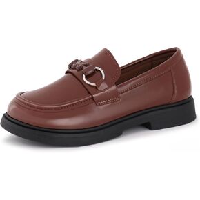 أحذية Tobfis للفتيات سهلة الارتداء بمقدمة مستديرة أوكسفورد على شكل فراشة معدنية وسلسلة معدنية من الجلد اللامع بدون كعب بيني بدون كعب مسطح للمدرسة والكنيسة للأطفال بدون كعب (طفل صغير/طفل صغير/طفل كبير) in Kuwait